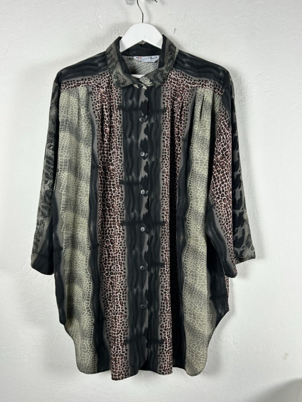 A Personal Touch Womens Plus Size 3X Multi Animal Print Button Down Tunic Blouse